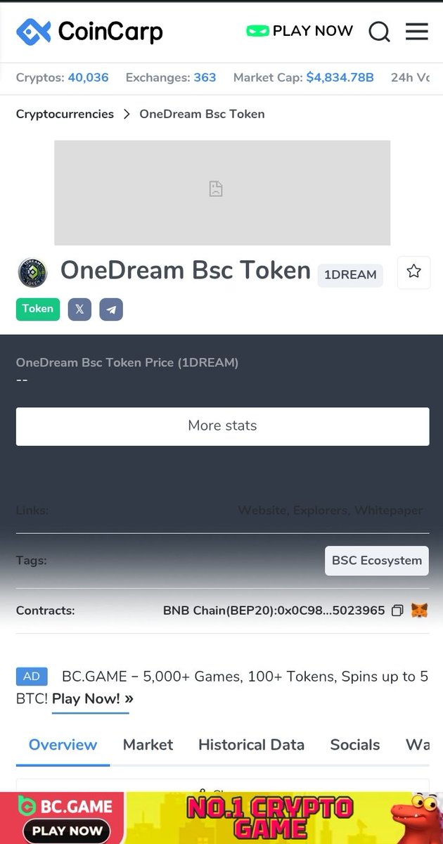 BIG NEWS, DREAMERS! 🚀

Congratulations to our amazing community! 🎉
1DREAM Token is now officially listed on CoinCarp, one of the trusted cryptocurrency research and market platforms!

Check it out here: 👉 coincarp.com/currencies/1dr…

Let’s keep making history together, Dreamers!
