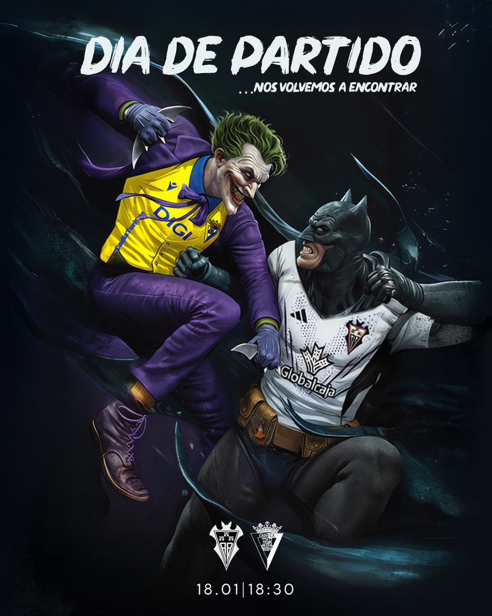 Cadiz_CF's tweet image. 🖼️ CARTEL ONLINE | 𝗨𝗻 𝗽𝗮𝗿𝘁𝗶𝗱𝗼 𝗱𝗲 𝘃𝗶𝗲𝗷𝗼𝘀 𝗰𝗼𝗻𝗼𝗰𝗶𝗱𝗼𝘀 🤡🦇

#AlbaceteBPCádiz #LaLigaHypermotion