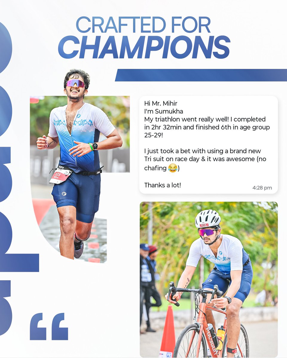 Hearing feedback like this is what drives us.
Congratulations, Sumukha on completing the Chennai 5150 triathlon. We’re proud our trisuit delivered when it mattered most.
#apace #keepapace #Trisuit #triathlon #chennai5150