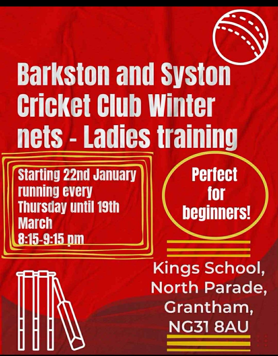 BandSCC's tweet photo. 🦌 We Are Back!! 🦌

Pre Season Nets Pending 🏏 bigger and better  2 nets for seniors Cricket and 1 Net for lady team 🏏 both over ages 13 and up. This is a great opportunity for old and new players to get back into Cricket.

📍King’s School Nets, Grantham NG31 8AU https://t.co/27viziiqzU