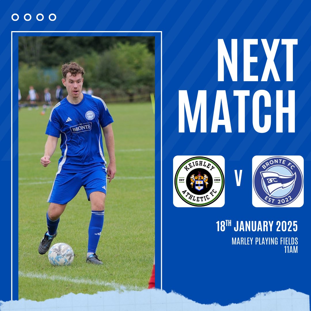 CUP FIXTURE

📆Sunday 18th January 
🏆Keighley Cup
🆚Keighley Athletic 
⏰11am
📍Marley Playing Fields 

Get down and support!💙