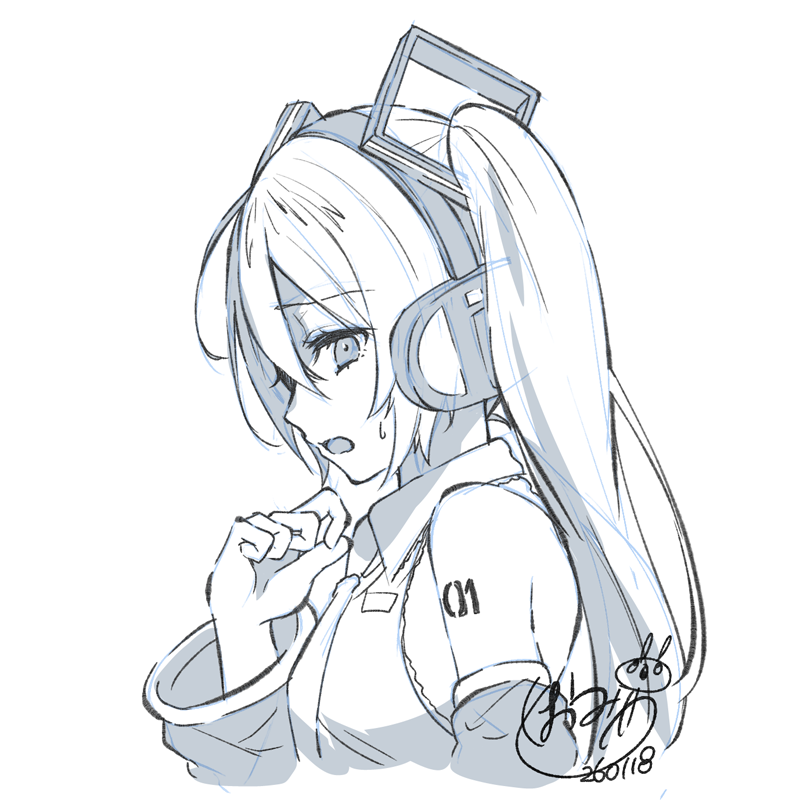 初音ミク 「ミクさんで表情練習その4。困る」|しおみづ🐰次はC102参加予定のイラスト