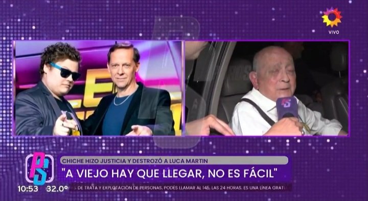 "A viejo hay que llegar, no es fácil"; le respondió  Chiche Gelblung al impresentable de Luca Martin. Además, dijo que es un pelotudo igual que Matías Martin (su papá) , de tal palo tal astilla. Excelente Chiche  👏👏👏