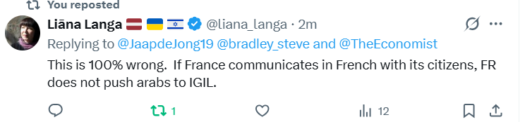 Visiem tiem, kuri nepareizi argumentē, ka Latvija bez krievu mēles sabmedijos grūdīšot "nabaga krievus" putina rīklē. Tas ir nepareizs redzējums, jo ikviens pieaugušais krievs ir 100% atbildīgs par 1/ savām valsts valodas zināšanām, 2/ savu izpratni par Latvijas Satversmi, 3/