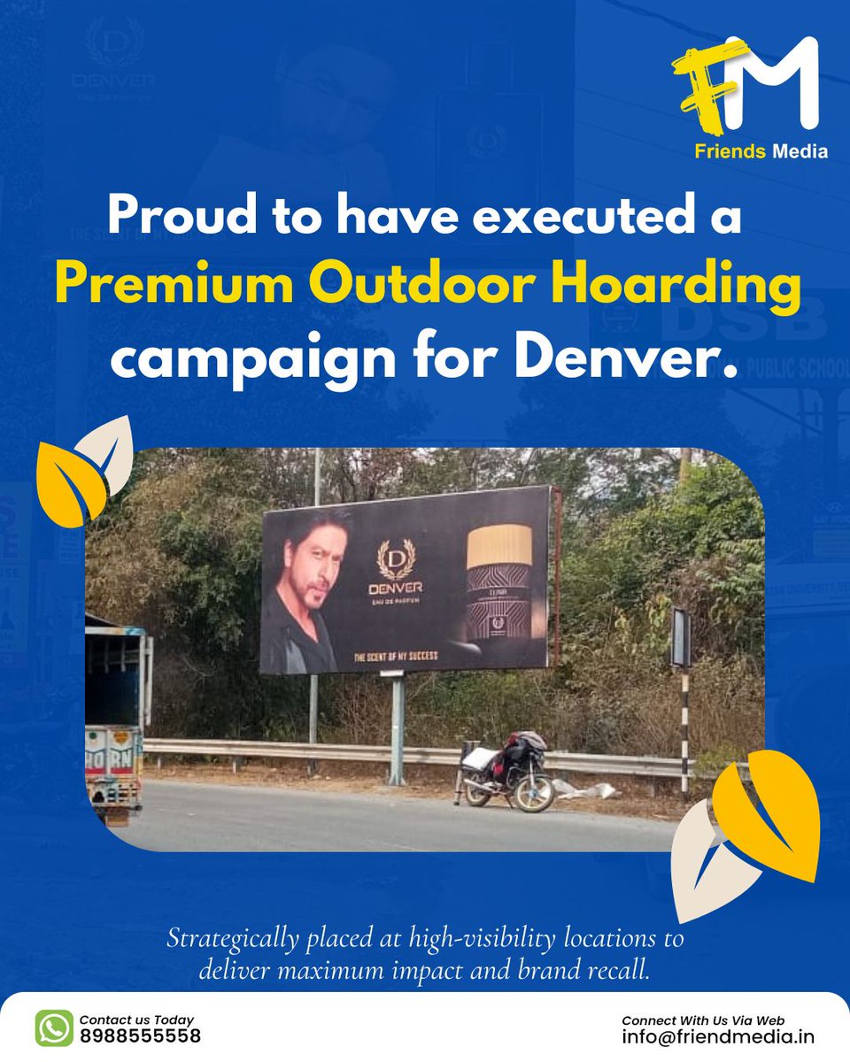 FriendMediaco's tweet photo. Proud to execute a premium outdoor hoarding campaign for Denver.
Strategically placed at high-visibility locations to drive brand recall &amp; mass impact.

At Friends Media, we turn visibility into value. 

#FriendsMedia #OOH #OutdoorAdvertising #Denver #BrandVisibility https://t.co/WoY8uhXBqU