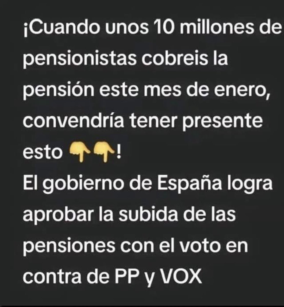 ‼️Pensionistas y familiares de pensionistas es importante que os guardéis este cartel y lo comentéis entre todos y todas las personas que cobramos una pensión en España
Léelo hasta el final 👇🏼
Y luego les preguntas a los del PP y Vox que no quieren que te las suban