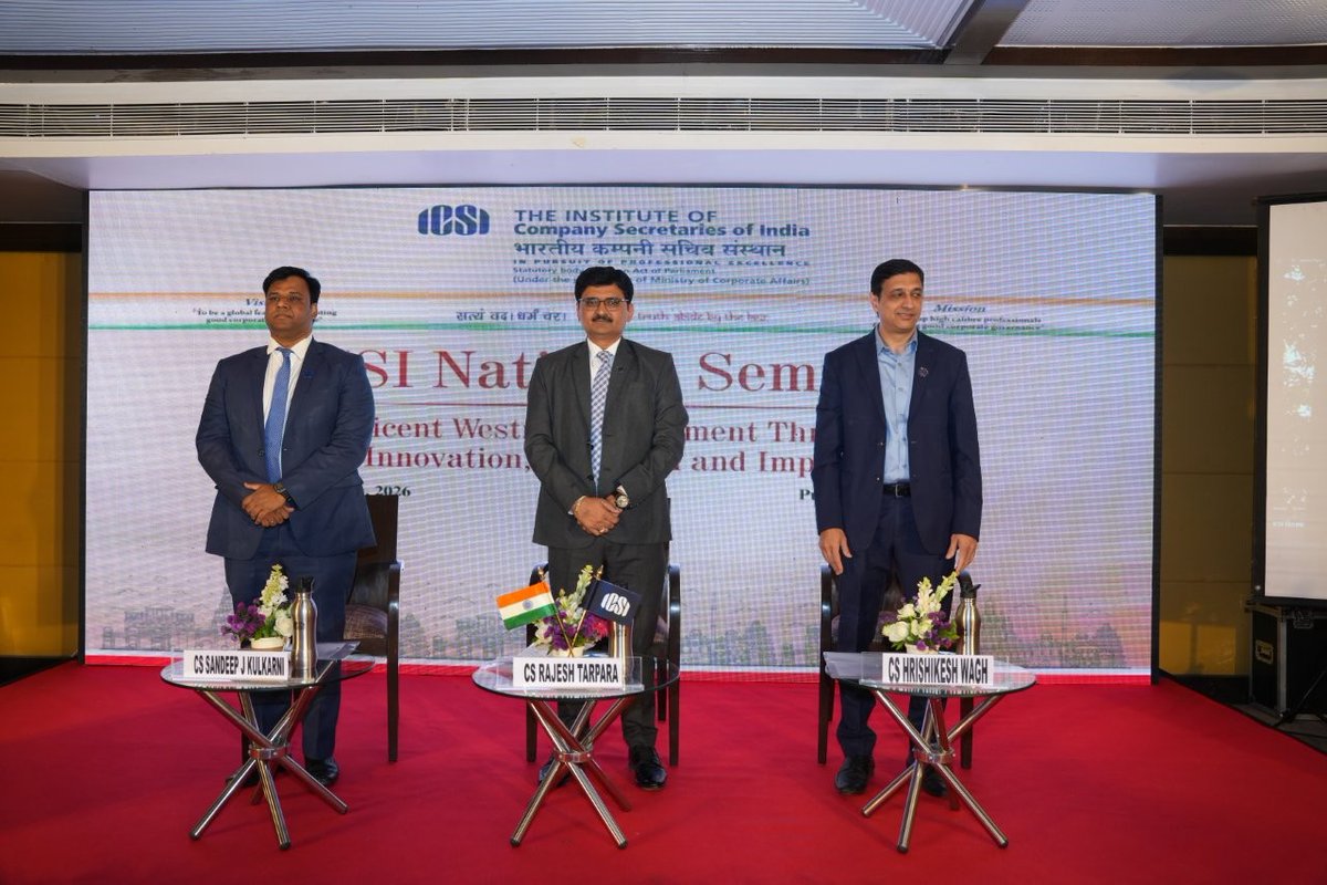 icsi_cs's tweet photo. #ICSI organises National Seminar - #MagnificentWest : Empowerment through #3Is: #Innovation, #Inclusion and #Impact in Pune, Maharashtra https://t.co/csSGXiWHxU