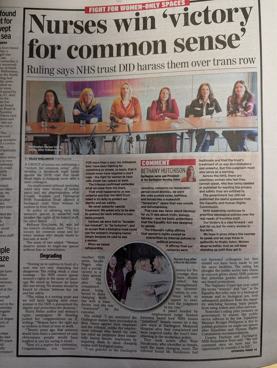 DarlingtonUnion's tweet image. Bethany said: "For more than a year, my colleagues and I have been fighting for something so simple, so basic, that it should never have required a court case: the right for women to have safe, single‑sex spaces at work.

Today, a tribunal has confirmed what we knew from the…