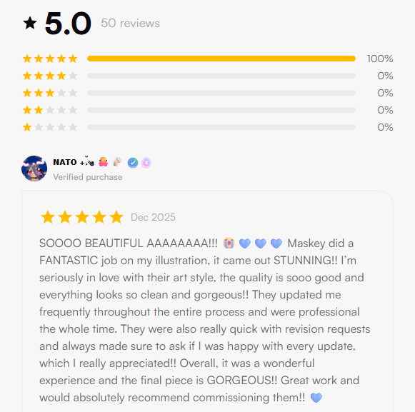 Maskey_Artist's tweet image. Thank you so much for all the love and support on VGen, and for the 50 amazing reviews 🥹💖

#VGen #50Reviews #ArtistLife #Grateful #Support #Commissions #DigitalArtist #AnimeArtist