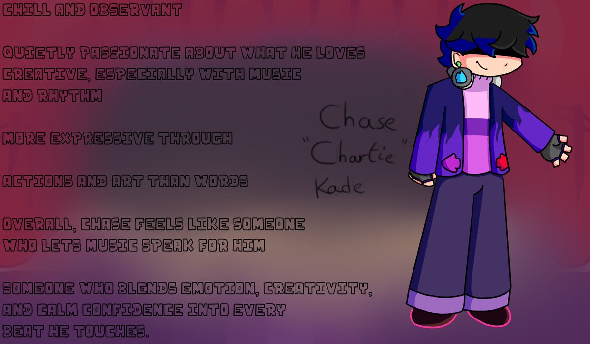 FNFChartersOFF's tweet photo. Before we start highlighting FNF charts, we need to be represented somehow.
And there is where Chase comes in.
He'll be the FNF Charters' OC from now on.
Y'all are free to draw him, and if you do, please tag us.
Art by: @LiseMearest https://t.co/U4JqOnpwQs