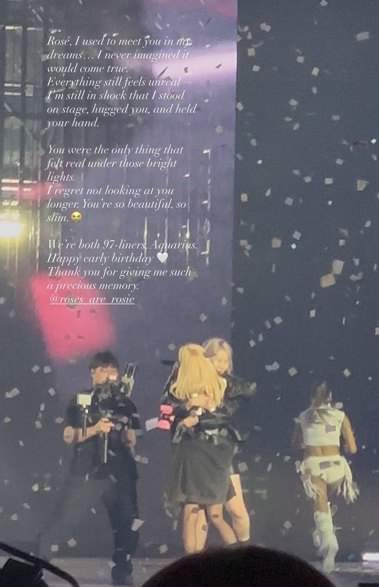 chaelisasbrasil's tweet image. [✍️🏼] QUE FOFURA, GENTE 😭
Mensagem da primeira fã que subiu ao palco com #ROSÉ em 2026, na performance de "APT." ontem:

"Rosé, eu costumava te encontrar nos meus sonhos... Nunca imaginei que se tornaria realidade.
Tudo ainda parece irreal. Ainda estou em choque por ter estado no…