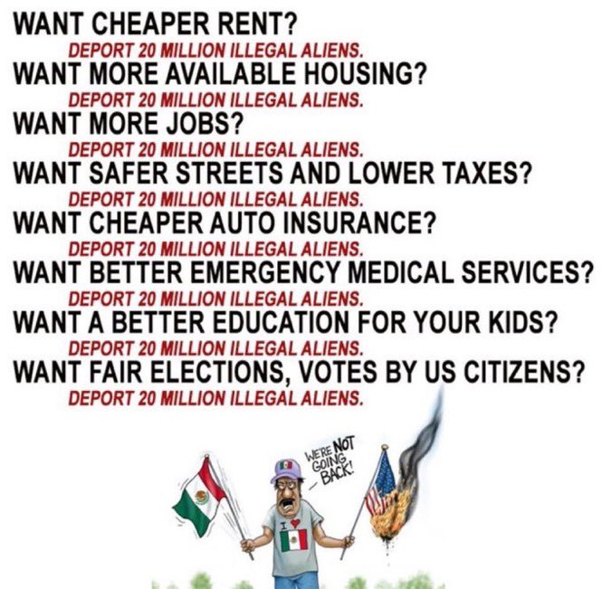 SamWoodward's tweet photo. @RepLaMonica Want cheaper rent? Deport 20 million illegal aliens. https://t.co/zVFM77epoC