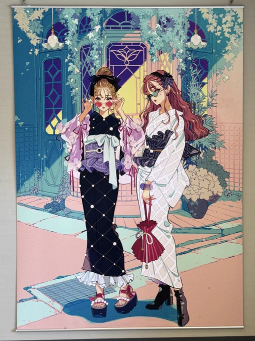 平田本陣記念館の展示室の前には巨大なタペストリーが。これかなり迫力があります!広い展示スペースならではですね。 展覧会は1/25までです! #マツオヒロミ展