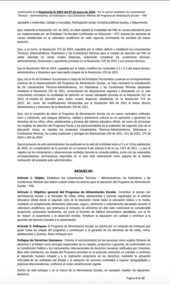 #EDUCACIÓN Gobierno ajusta los lineamientos del Plan De Alimentación Escolar (PAE): Incluye menor uso de alimentos industrializados y promueve preparaciones en sitio o caliente transportado. Busca que la primera infancia tenga una alimentación más saludable.