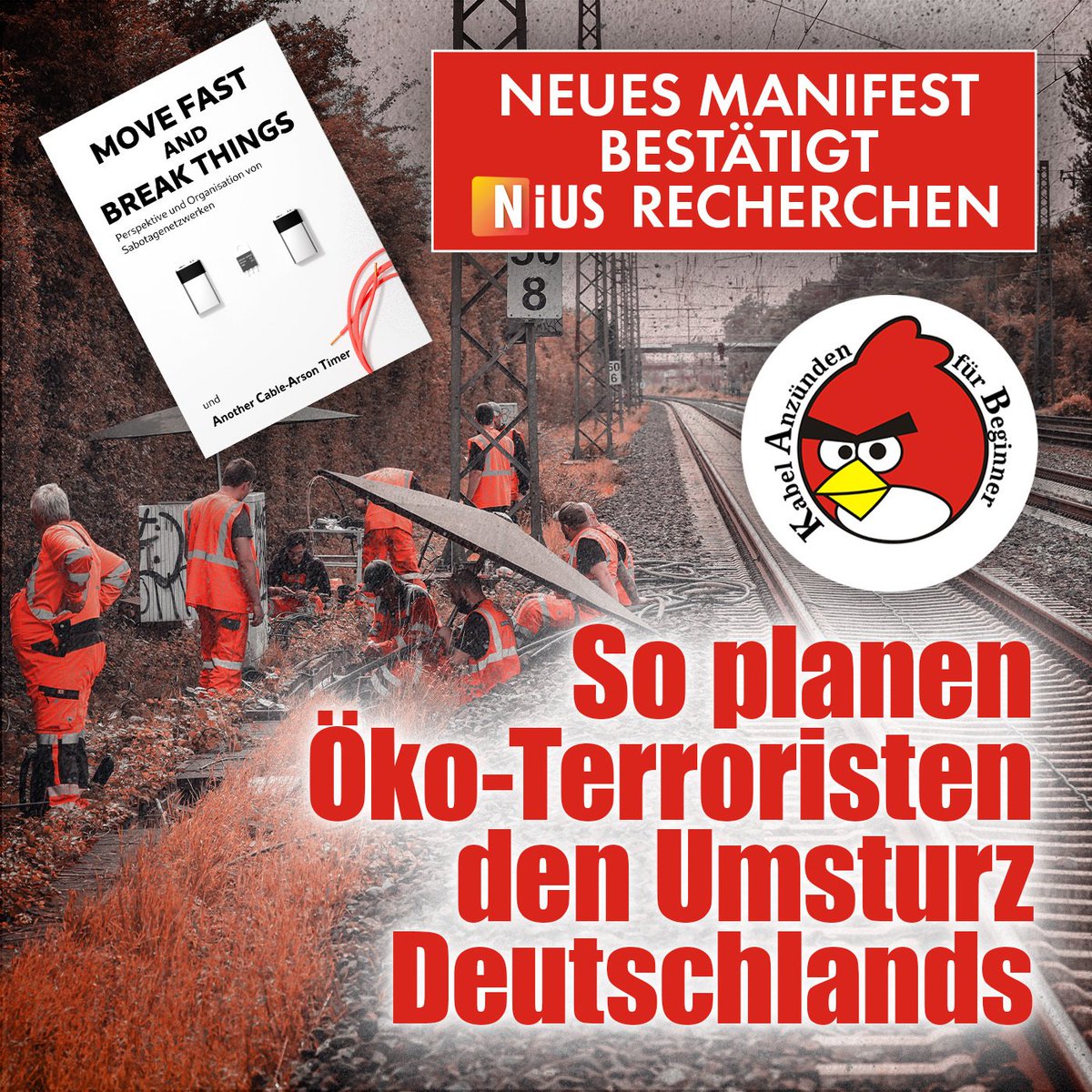 Es ist ein neues Öko-Terror-Manifest des „Kommando Angry Birds“ aufgetaucht, auch rbb und Tagesschau berichten. Das Manifest bestätigt NIUS-Recherchen zum Aufbau des möglichen Systems hinter den „Vulkangruppen“. Die Linksextremisten rufen dazu auf, das gesamte Land stillzulegen;