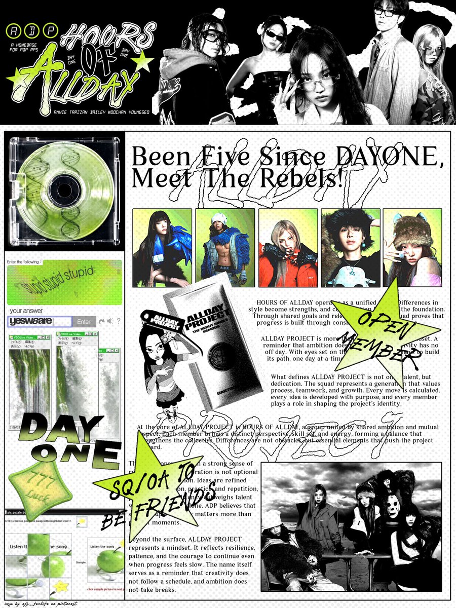 HoursOfALLDAY's tweet image. ᅠ
ⓘ  —  𝗔𝗧𝗧𝗘𝗡𝗧𝗜𝗢𝗡 ! Day one of being a rebel, introducing, Hours Of ALLDAY [an ADP universe squad.]  ★  We’re looking for all ADP rps to join us, as well as other SQ/OA to be friends with us. Come and bid your time replying this tweet below. 📗💿
ᅠ