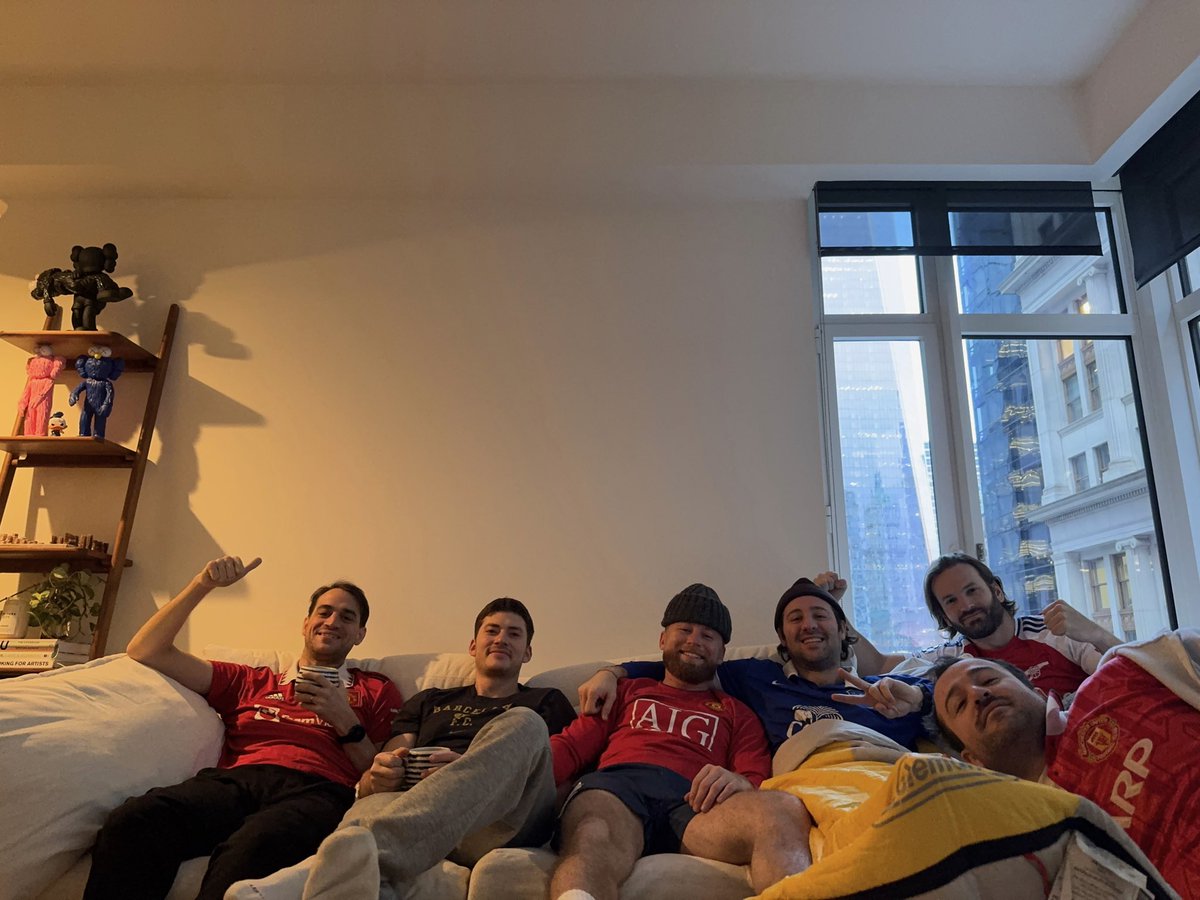 Ithaca soccer alums up early for the Manchester Derby! #MyPLMorning