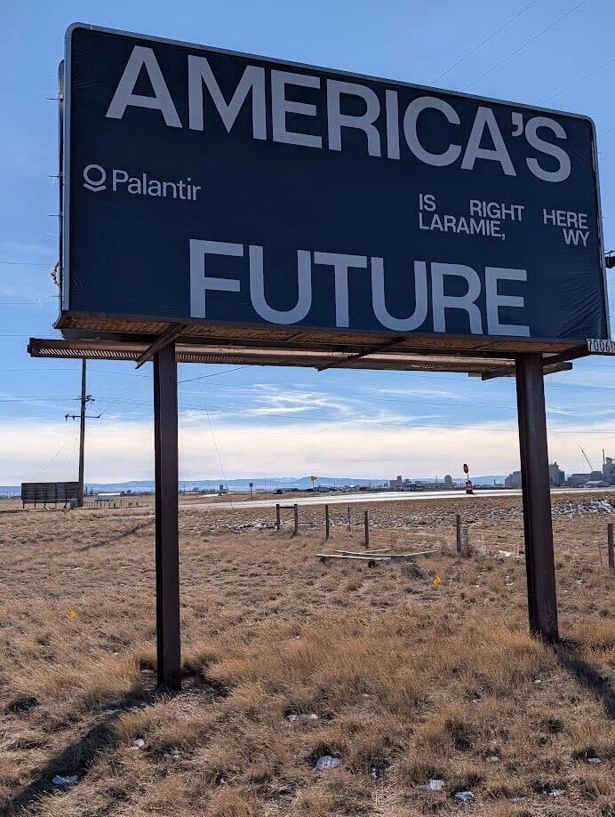 eliano's tweet image. you may have seen the new Palantir ad campaign 👀 

ads were placed in historic industrial powerhouses across America because Palantir believes the AI revolution should bring immense prosperity back to these regions.

in the past, cities like Baltimore and Youngstown were gutted…