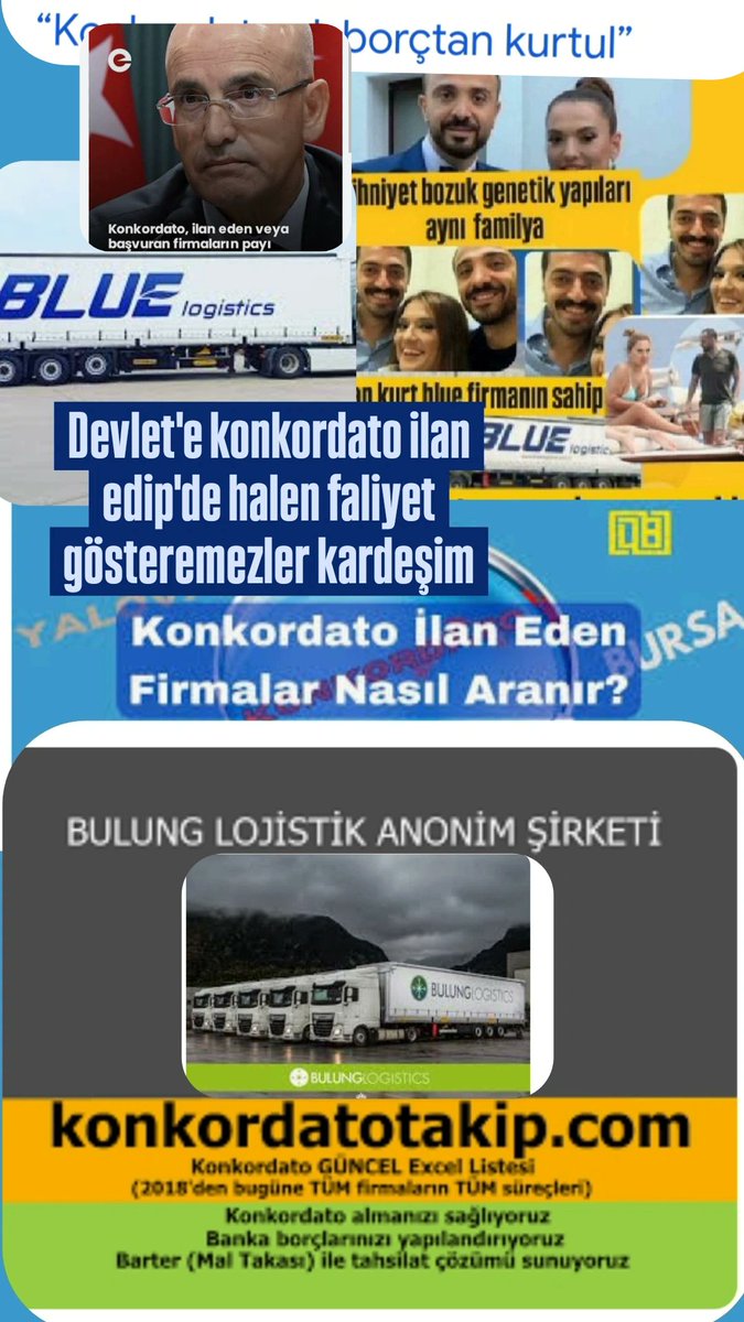 DEVLET'E KONKORDATO İLAN EDENLER HALEN FALİYET GÖSTEREMEZLER KARDEŞİM konkord'u al borçtan kurtul Devri Bitmeli  bu ülkede vergi vermemek için Borçtan kurtulmak için birçok firma konkordato veriyor  bu firmalar takibe alınmalı #siyaset