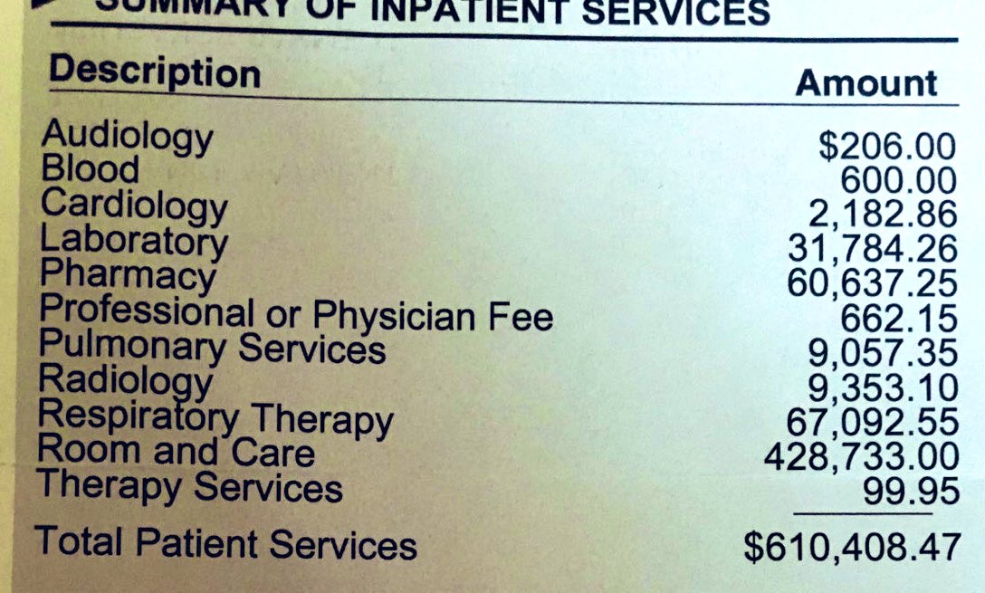 The European mind won’t comprehend this. 

Why is getting sick in the US as expensive as buying a house?