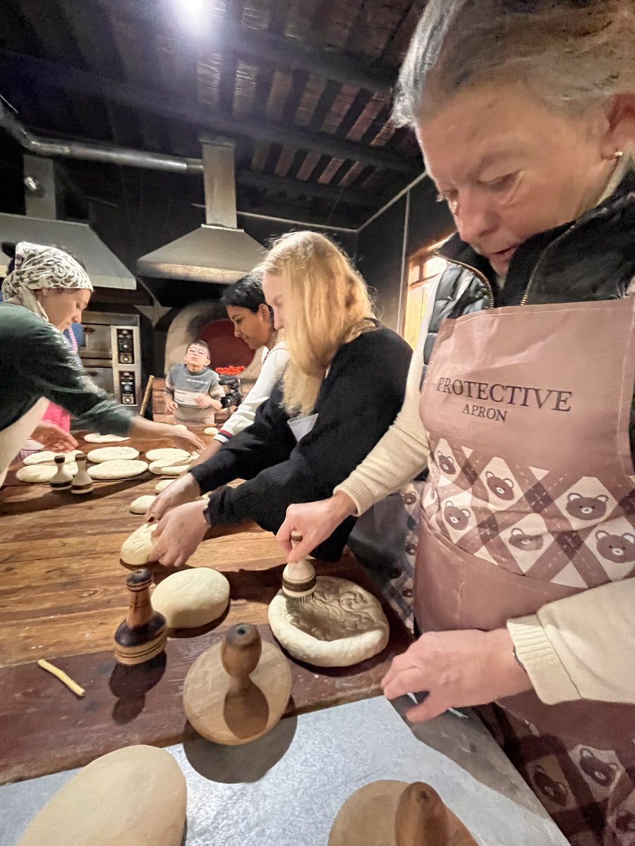 UZAmbassador's tweet photo. Our bread masterclass in the bakery at Konigil near Samarkand, bookable on an Uzbekistan tour with @veres_vert. #presstrip https://t.co/LbhnfQczp0