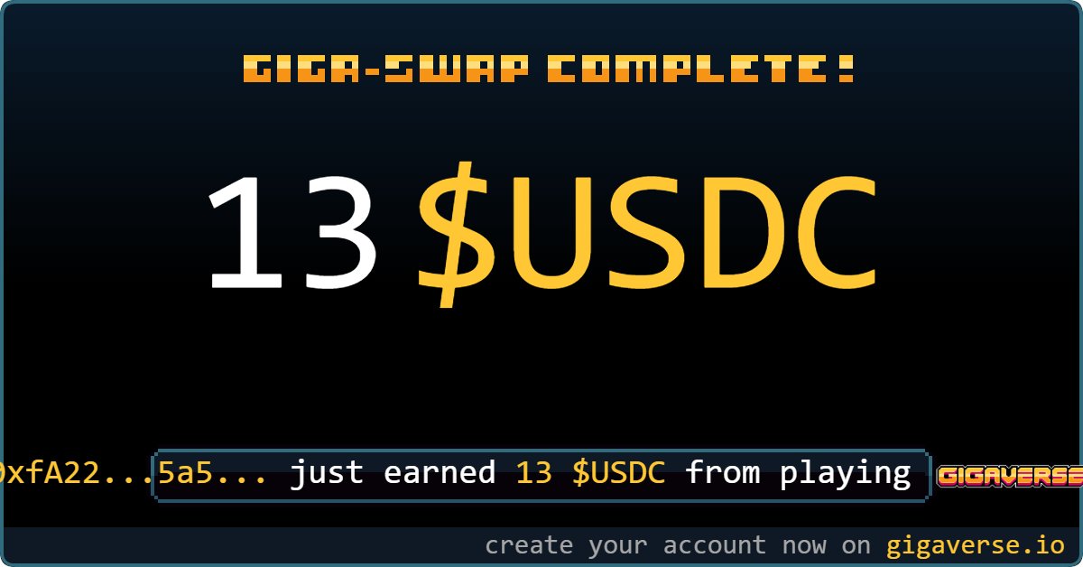 ChrisCaugh's tweet photo. 0xfA22...5a54 just earned 13 $USDC from playing @playgigaverse!

create your account now on https://t.co/rMlkZSNW9t https://t.co/6mJz1emplr