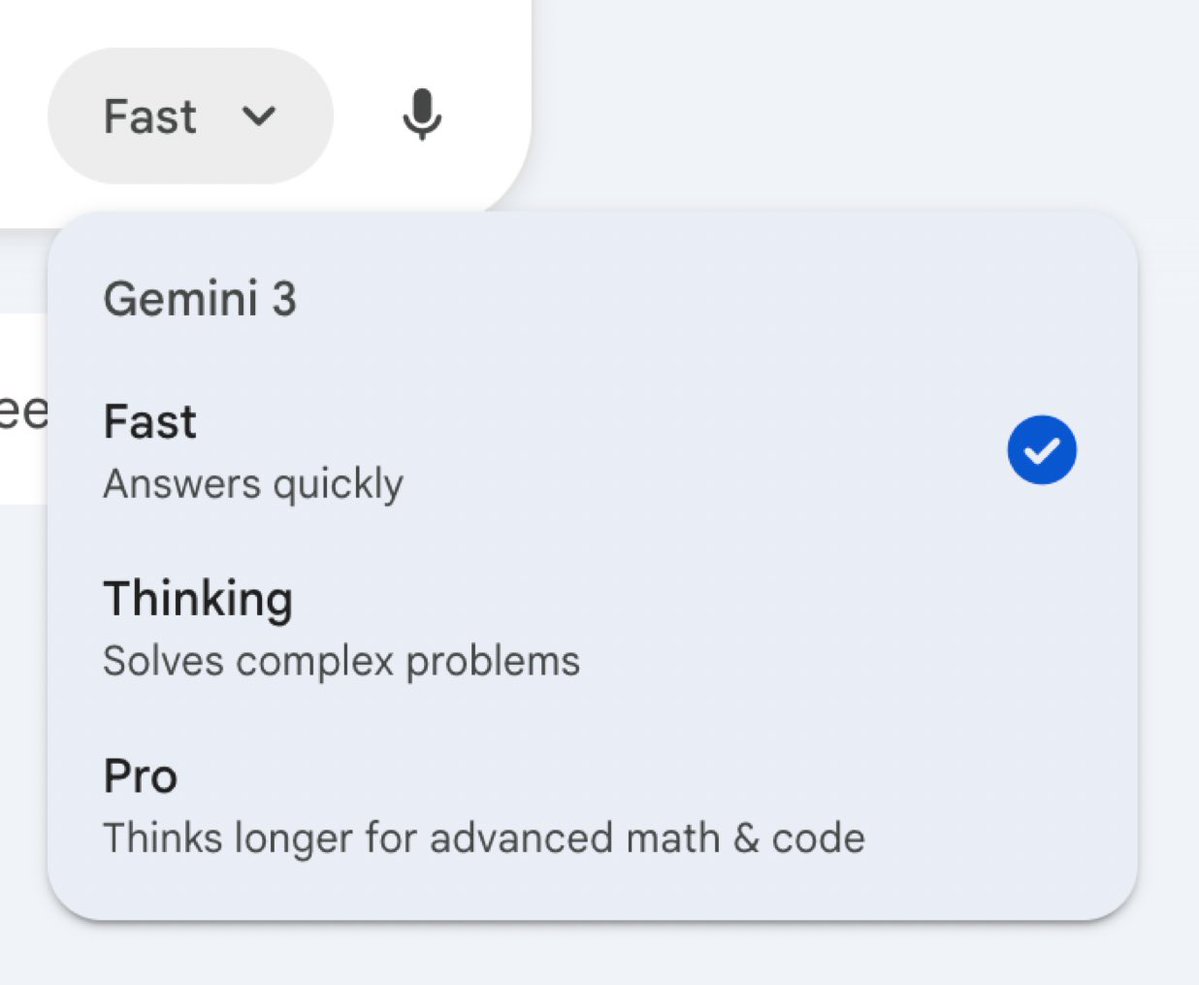 Gemini app model picker