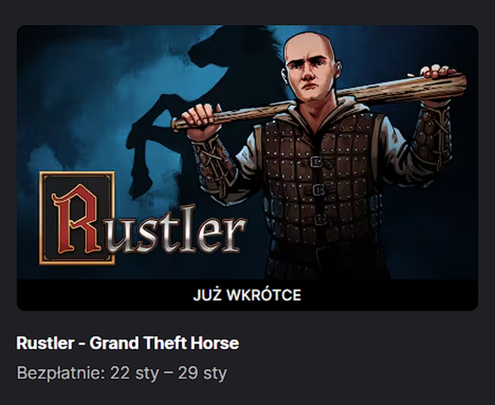 KrolMichal's tweet photo. Od czwartku w Epic Games Store będzie do odebrania ZA DARMO gra Rustler (Grand Theft Horse) od studia @jutsugames. Średniowieczne GTA ograłem, skończyłem i uwielbiam.

#polskiegry #JutsuGames #EpicGamesStore https://t.co/mfayIVHfVA
