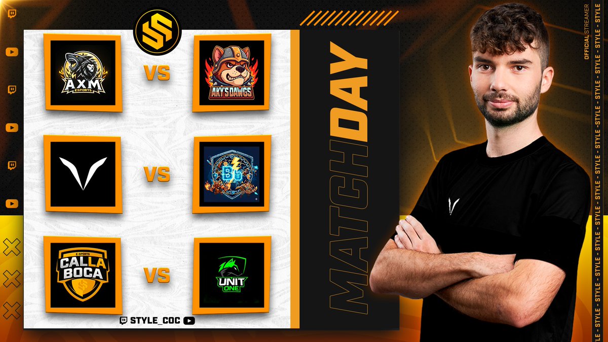 S Á B A D O ! 🥳

Arrancamos el Fin de Semana con Triple Guerraza para Hoy! 💪

🏆 Shifters Cup - Defy Or Die

✅ AXM Esports 🆚 Aky´s Dawgs
✅ Vatic Esports 🆚 Breaking Bad
✅ CLB Esports 🆚 Unit One

16:00🇪🇸 12:00🇦🇷 09:00🇲🇽

🟣 twitch.tv/style_coc
🔴 youtube.com/live/3MfVAnqq2…