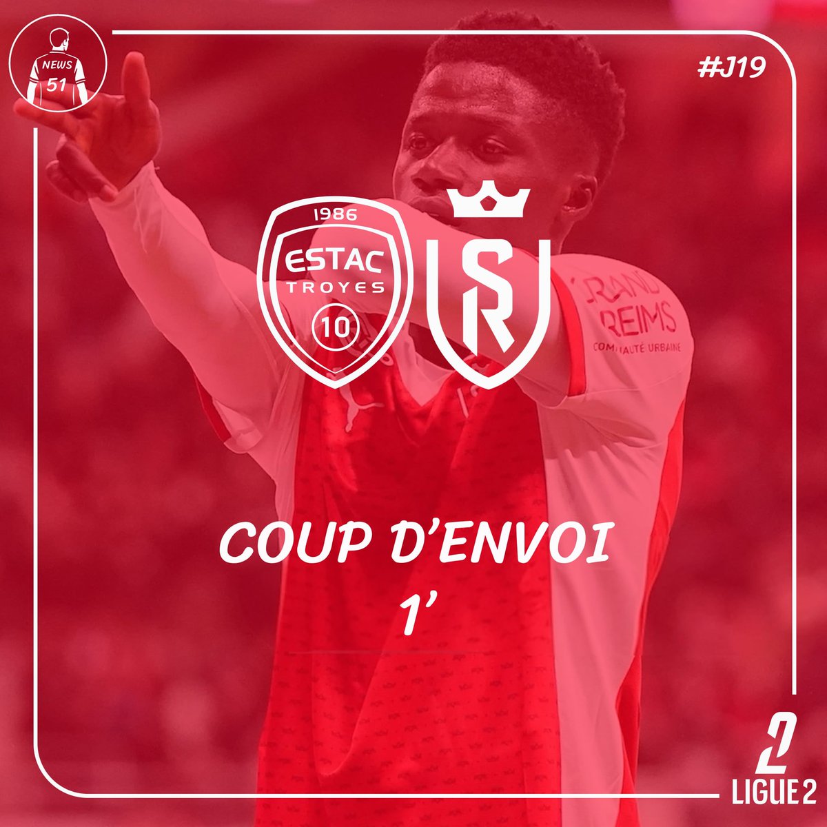 1’ C’est parti au stade de l’Aube entre le l’ESTAC et le Stade de Reims ! ⚽️🔴⚪️