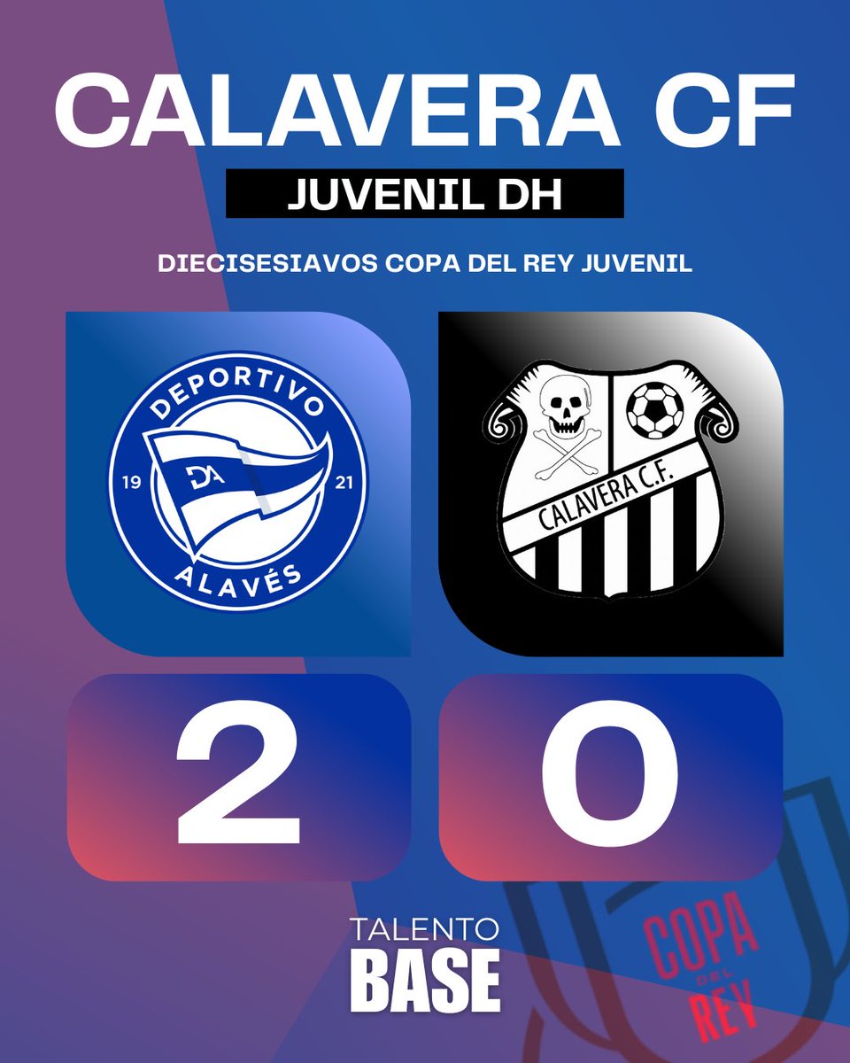 TalentoBase's tweet image. 🚨 ¡𝐅𝐈𝐍𝐀𝐋! 

🟢 El Calavera CF cae ante el Deportivo Alavés y se despide de la #CopadelRey Juvenil.
