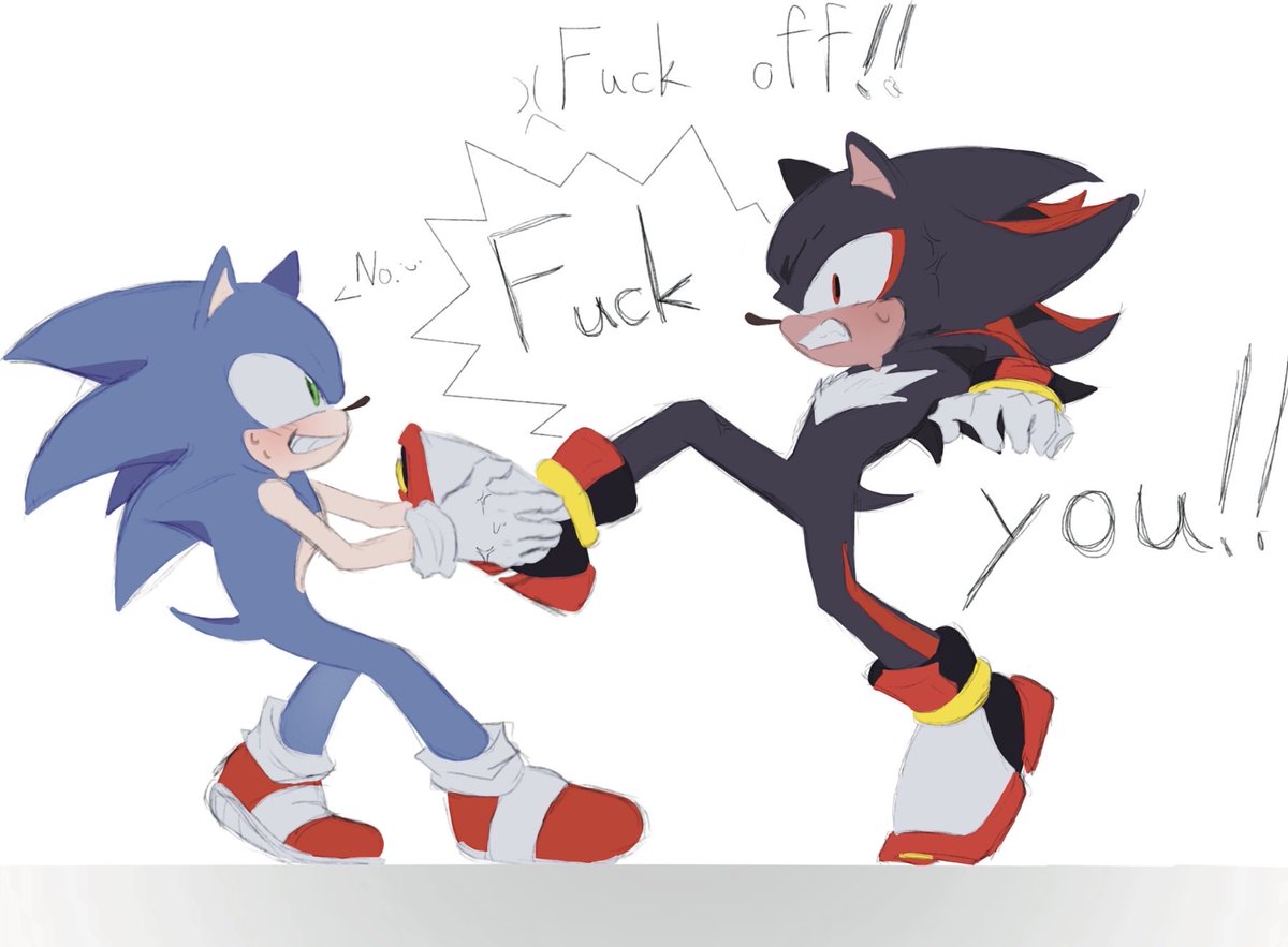 Sonic didn't want to let him go, but he ended up grabbing his leg. Now he can't even explain himself and all he can say is No.:D