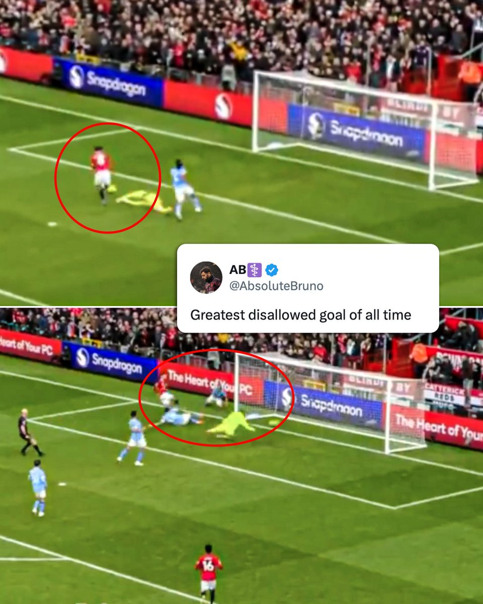 ESPNUK's tweet image. This Bruno Fernandes goal vs. Man City was ruled offside 😫
 
Typical 😔