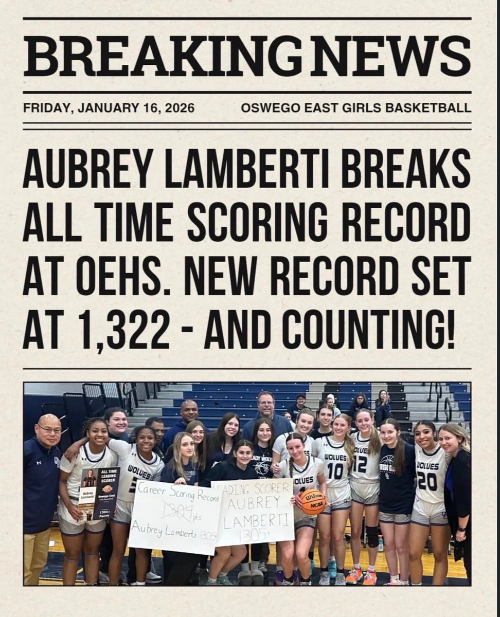 SteveLamberti's tweet photo. Congrats Aubs! @aubreylamberti1 You deserve it! Keep being you!  
-Unselfish
-Coachable
-Humble
-Great Teammate
-Hard Working
-Winner
-Consistent
-Leader
-ALL TIME LEADING SCORER!!! https://t.co/i2KVW0mQMc