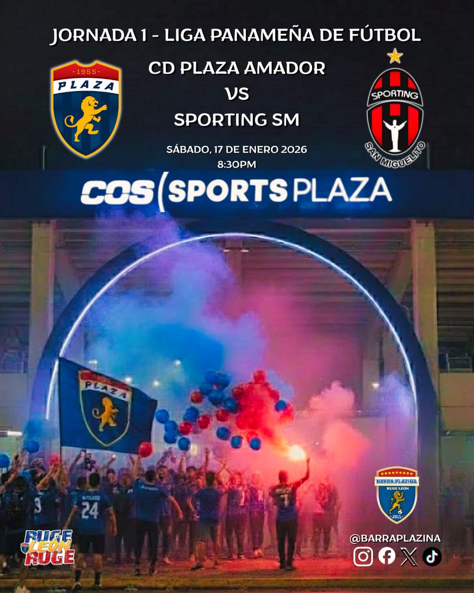Hoy juega el mítico e histórico del fútbol Panameño, El Equipo del Pueblos, Los Leones del <a href="/cdplazaamador/">CD Plaza Amador</a> El Eterno Rival de Todos y todas las manadas vamos a nuestra selva de cemento El Cos Sport Plaza 🏟🦁💪💙❤⚽️🇵🇦