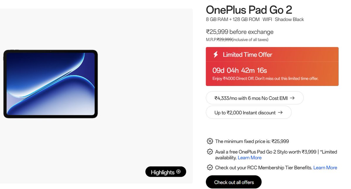 Oneplus pad 2 go is the best tablet currently available under 25,000 if someone needs a tablet for taking notes.