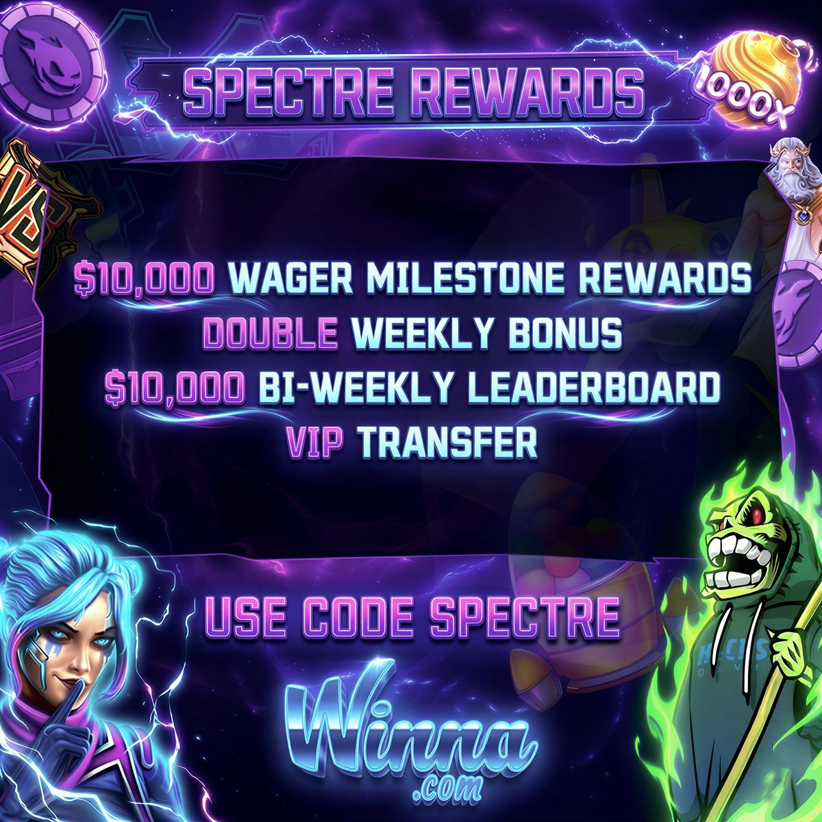 spectreclubtv's tweet image. 💎 Play on @Winna using code SPECTRE 💎
🏆 $10,000 Bi-Weekly Leaderboard
💰 $10,000 Milestone Rewards
💸 Double Weekly Bonus
🚀 VIP Transfer

👉 Visit spectre.vip

💸 $250 Giveaway - 10 winners 25$ each 💸
❤️ Like
🔁 Retweet
👥 Tag 2 friends

Ends in 5days, good luck