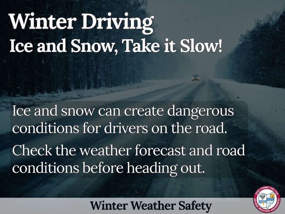 Ice and snow, take it slow! Winter weather can create dangerous conditions on the roads - make sure to check the weather forecast and road conditions before heading out. Learn more about winter weather safety: bit.ly/3VaxIVT