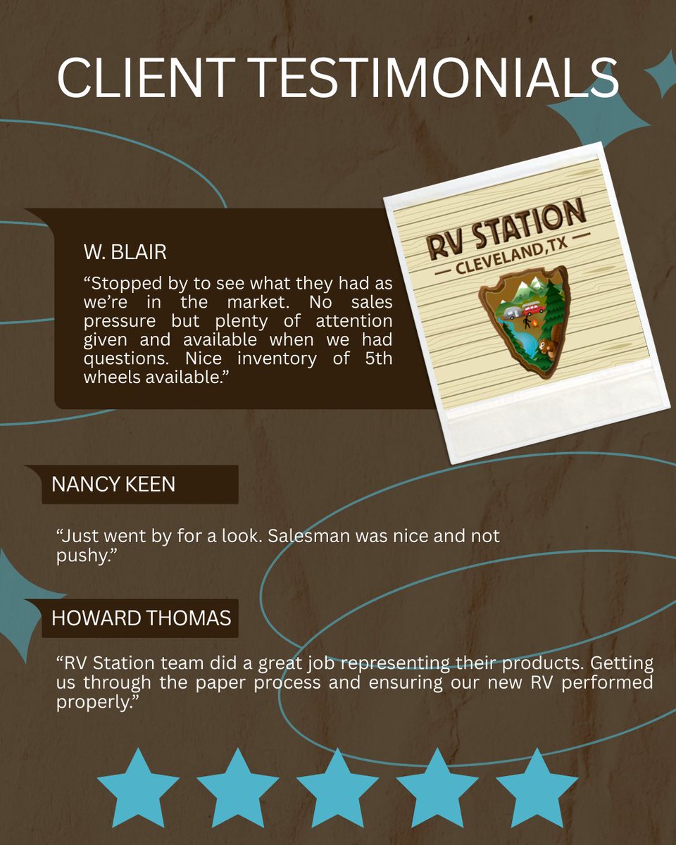 ⭐⭐⭐⭐⭐ We love hearing from happy RV owners.
It’s five-star service and sales that keep adventures moving at RV Station Texas.

rpb.li/c6e9d

#RVStationCleveland #TexasRVCleveland #FiveStarReview