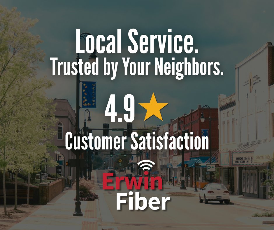 Thinking about switching? There’s a reason Erwin Fiber customers rate us 4.9⭐️ for satisfaction. Experience the difference. Sign up today at e-u.cc/fiber/.