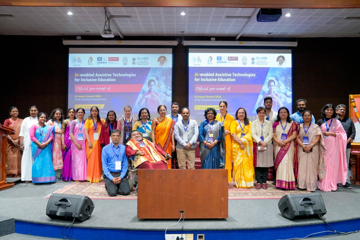 AMRITAedu's tweet image. Inclusive education takes centre stage at Amritapuri as the International #Symposium on #AI-enabled Assistive #Technologies for Inclusive Education was held under the India–AI Impact Summit 2026, hosted by #Amrita's @UNESCO Chair on Assistive Technologies in #Education.