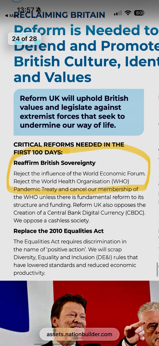 benhabib6's tweet image. The @reformparty_uk Contract with the People in the 2024 General Election rightly included a rejection of the WEF

@Nigel_Farage called the manifesto a contract because he said politicians habitually broke manifesto pledges

Farage next week is going to the WEF