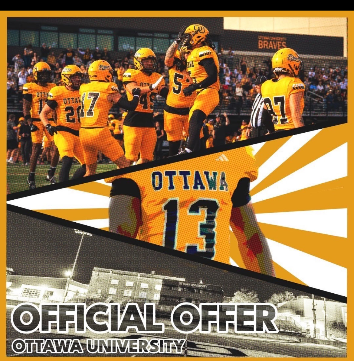 All Glory To GOD✝️
Thank you <a href="/Coach_CEdwards/">Coach Chris Edwards</a> and <a href="/CoachSCDub/">Spencer Wheeler</a> ‼️
I am EXTREMELY BLESSED to receive a scholarship offer to play football at Ottawa University‼️
<a href="/Coach__Tarp/">Bradley Tarpey</a> <a href="/CoachT_Robinson/">Travis Robinson</a> 
<a href="/Jwlars7/">Justin Larsen</a>
