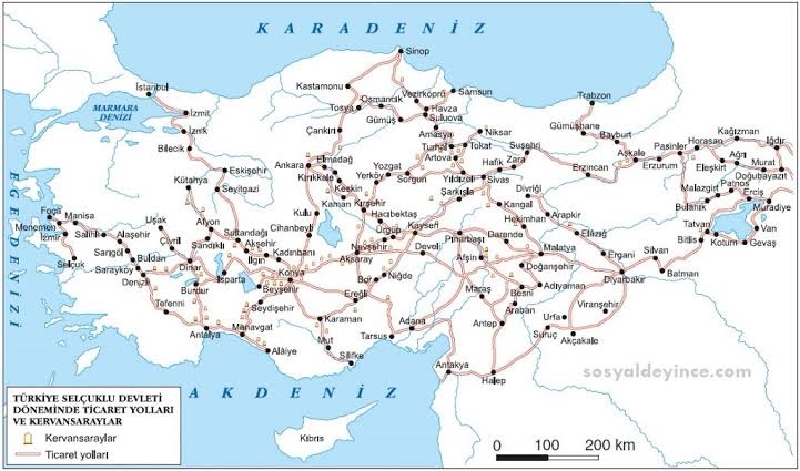 Anadolu Selçuklu Devleti, 13. yüzyılda kervansaray ağını bir devlet politikası haline getirdi.

Tüccarların güvenliğini sağlamak için dünyadaki ilk devlet sigortası sistemi bu ticaret yollarında büyük başarıyla uygulandı.