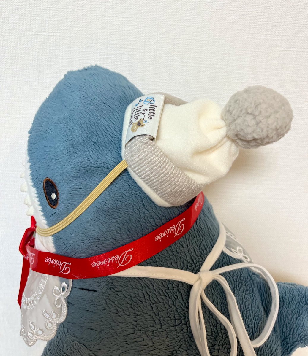 migapatch's tweet image. パッチの冬支度🧣🧶
冬のお帽子かぶってみたけどどうパッチ？
#IKEAサメ #IKEAshark #blahaj