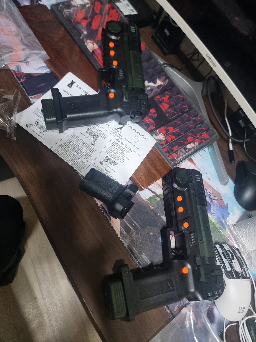 RuleRevenge's tweet image. X-GUNNER PC専用ガンコン配送到着
주문한 엑스거너 PC용 2인용 건콘 도착