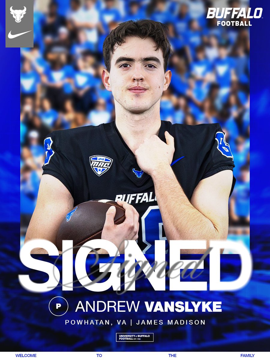 UBFootball's tweet image. 𝐎𝐟𝐟𝐢𝐜𝐢𝐚𝐥𝐥𝐲 𝐨𝐟𝐟𝐢𝐜𝐢𝐚𝐥.

Welcome to Buffalo, @AndrewVanSlyke2!

#UBhornsUP🤘l #BullMarket📈