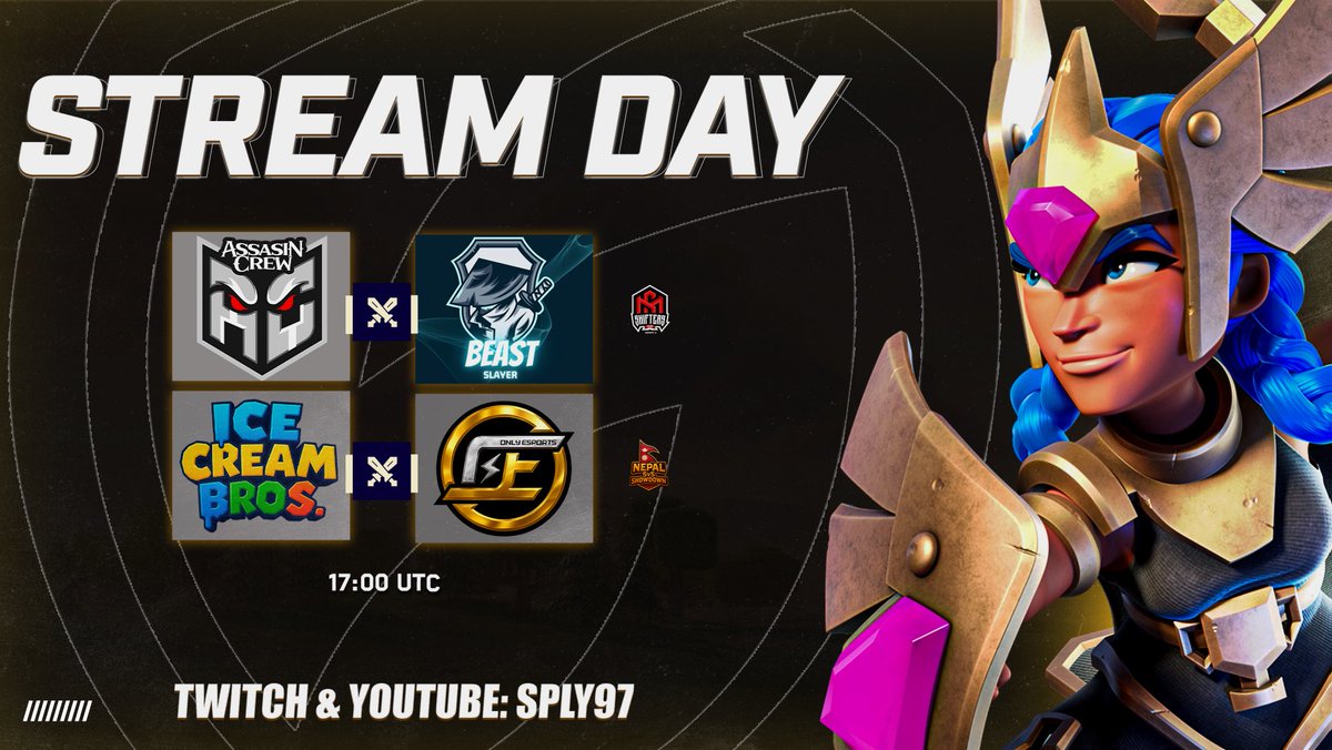 🔴 SÁBADO 

🥳 Traemos doble super guerra y entre ellas una gran final

🏆 Shifters Cup W2 | Nepal Showdown GRAN FINAL

⚔️ Assassins Crew 🆚 Beast Slayer
⚔️ IceCreamBros 🆚 Only Esports

😎 entre guerras hosteamos una amistosa para quien quiera jugar

18:00 🇪🇸 11:00 🇲🇽 14:00 🇦🇷