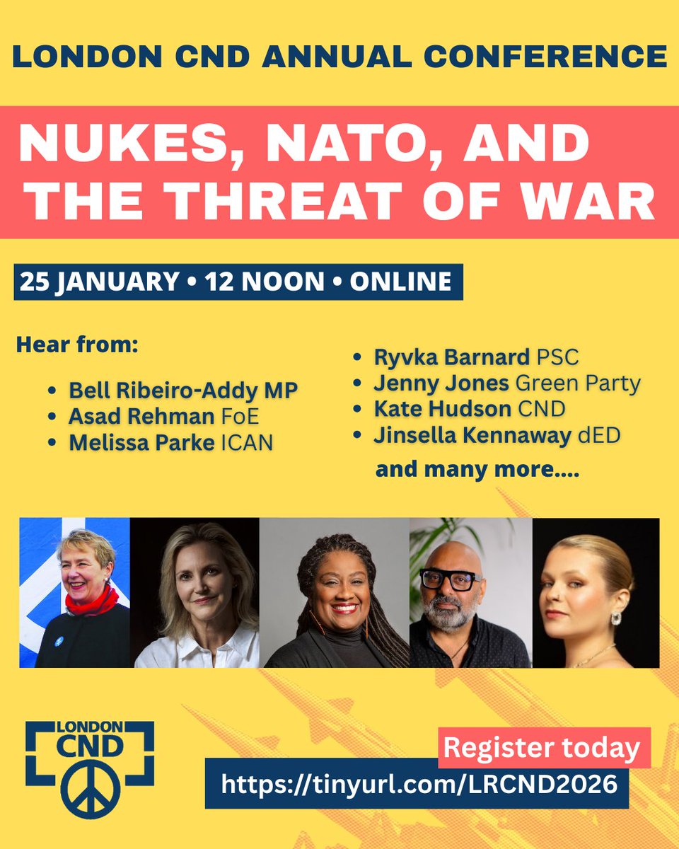 CNDuk's tweet photo. Just over a week to go until the @LondonRegionCND annual conference, with a fantastic line up of speakers. It's taking place online so you don't need to be in London to participate. 

Registration and programme: https://t.co/YzXUqPBCbj https://t.co/dHkPuepEaB