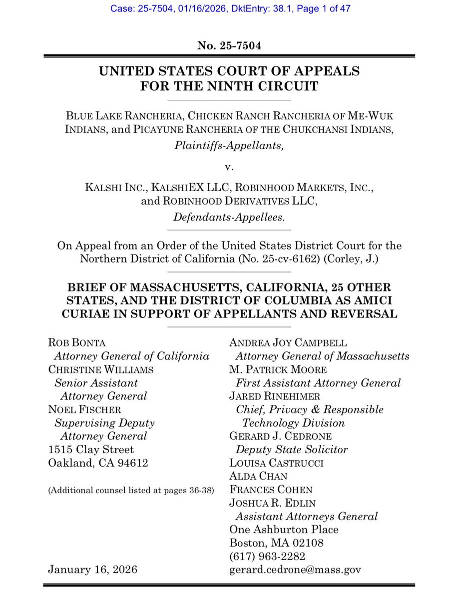 The 9th Circuit is shaping up to be THE legal battleground for prediction  markets. The tally: 4 appeals (Tribes, KEX, RH & Crypto) and 2 stay motions  (KEX & RH). The latest: